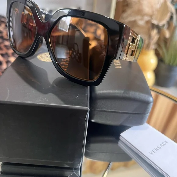 Versace Black Sunglasses with Gold Accents
